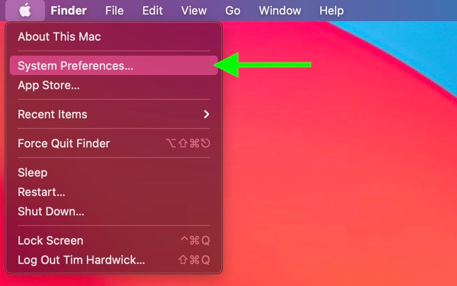 Bấm vào biểu tượng Apple, chọn System Preferences