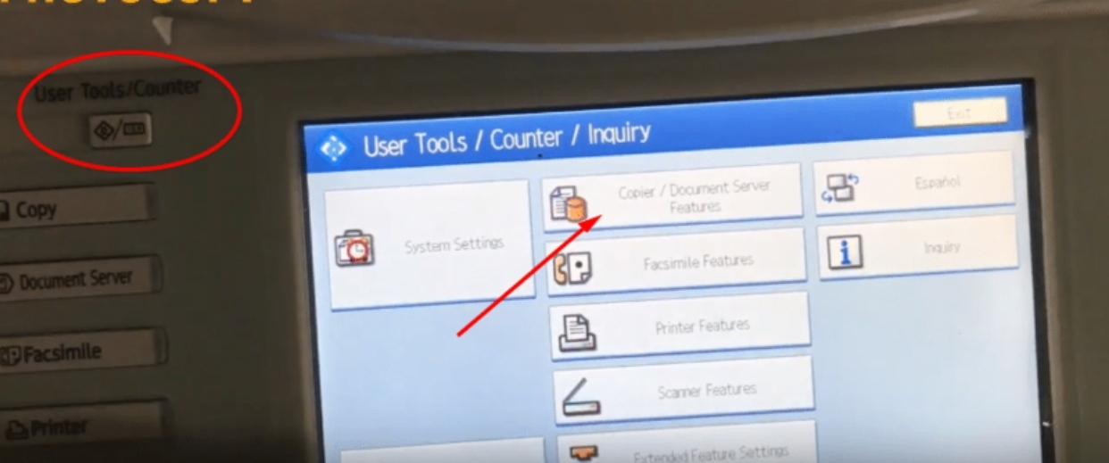 Chọn Copier, Document server Features