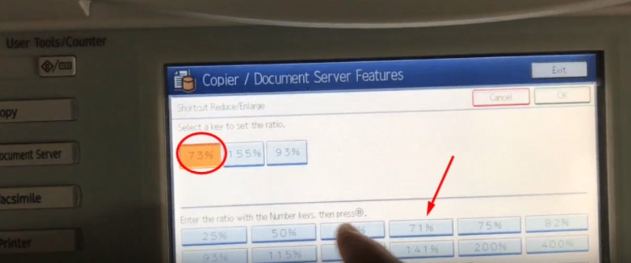 Chọn tỉ lệ nhỏ hơn 100 để thu nhỏ giấy A3 thành A4