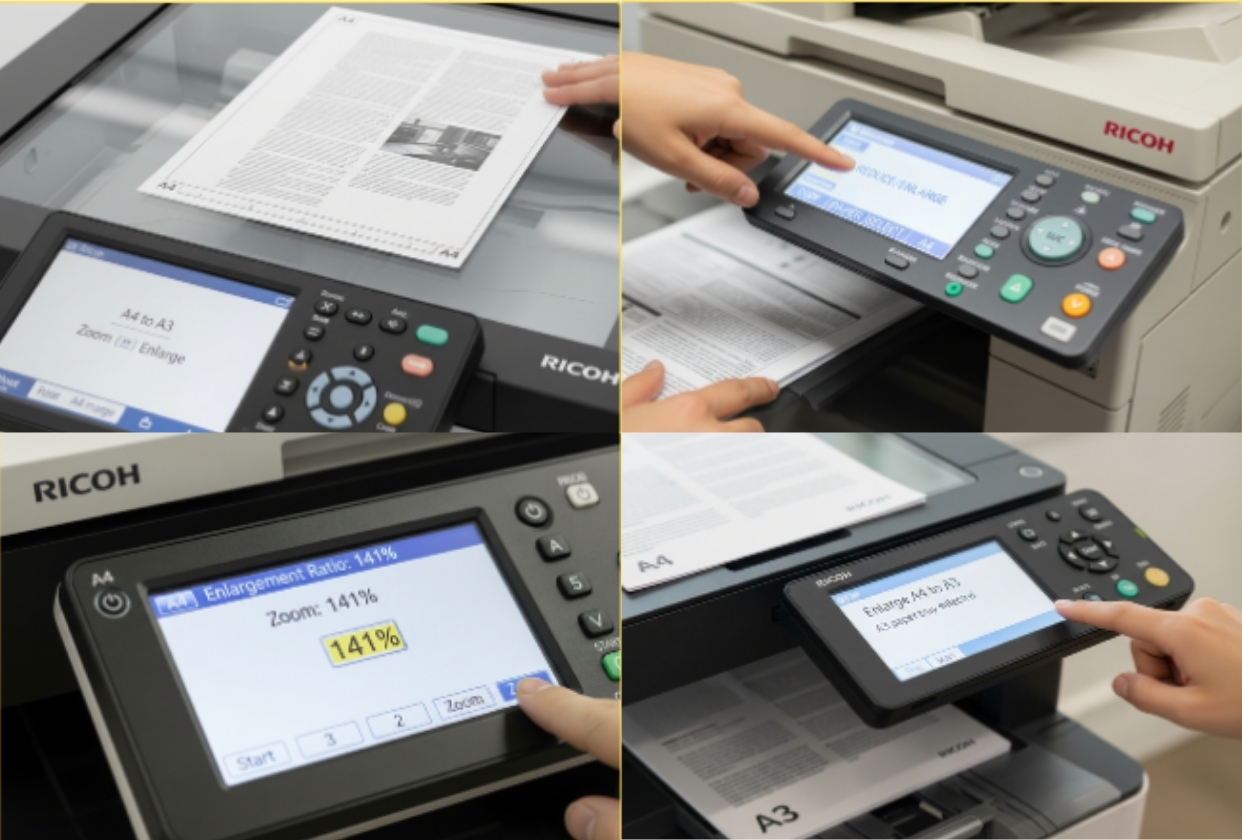 Cách photo phóng to từ A4 sang A3