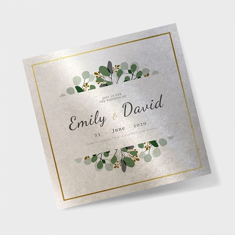 Thiệp mời cưới in màu ánh kim và ánh ngọc trai sang trọng