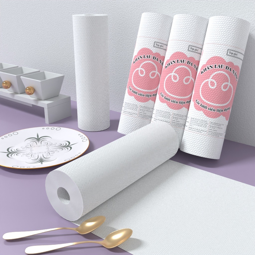 Khăn giấy lau đa năng Topgia cuộn 100 tờ