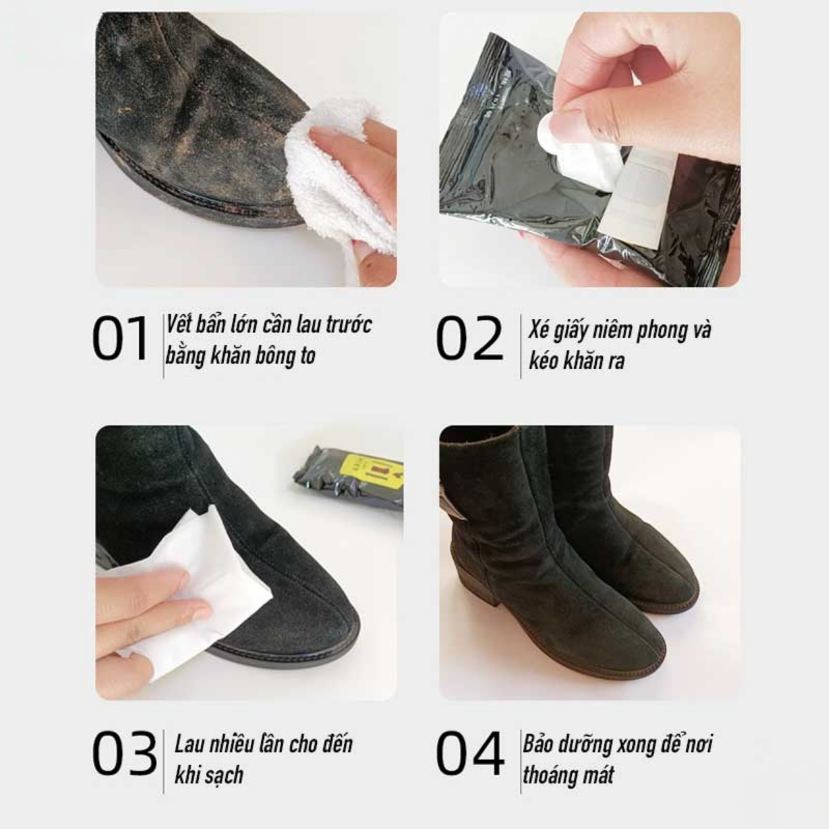 Hướng dẫn sử dụng khăn lau giày đúng cách