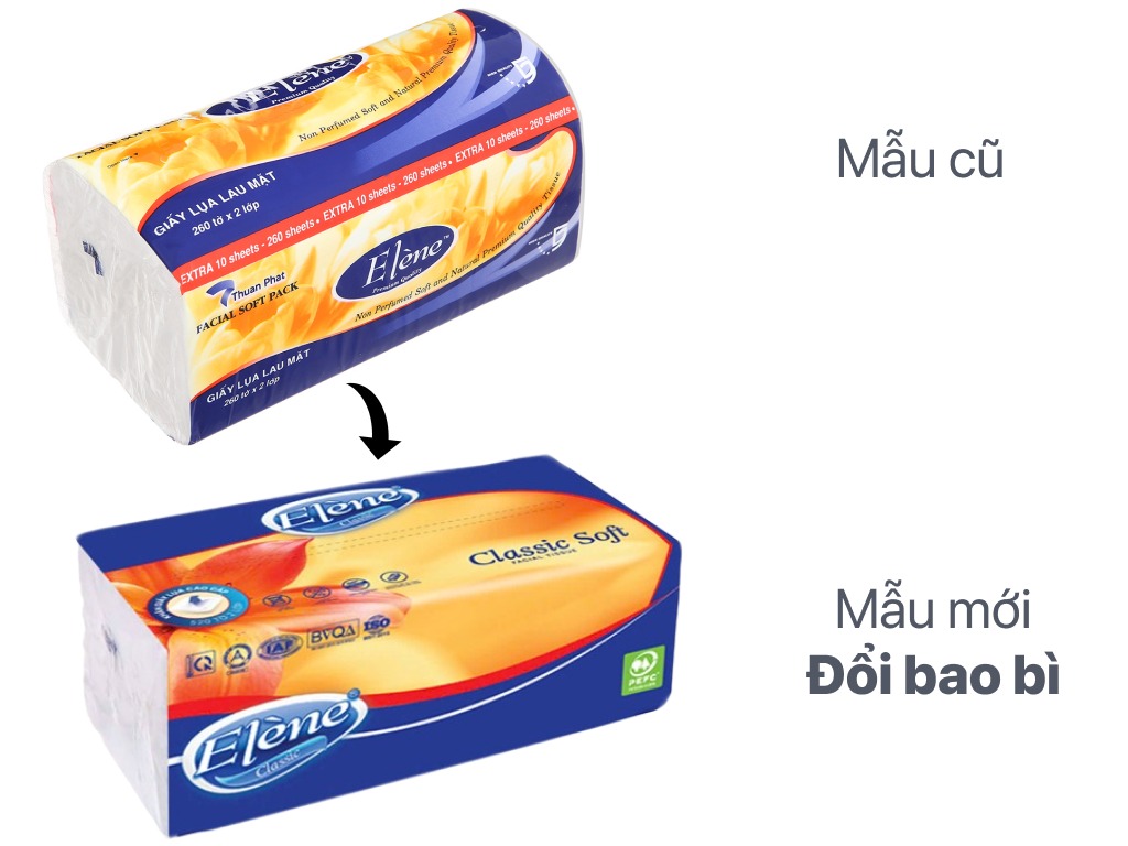 Giấy lụa lau mặt Elene 260 tờ 2 lớp
