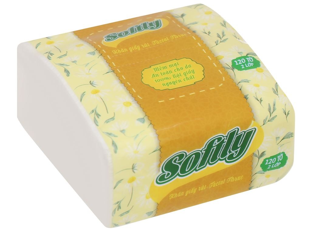Khăn giấy lau mặt Softly 2 lớp 120 tờ