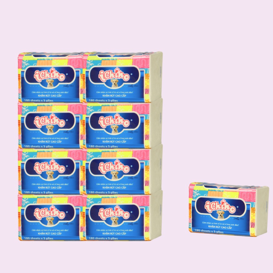 Giấy rút Ichino 180 tờ 3 lớp lau miệng