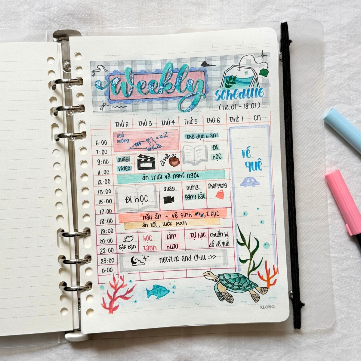 Trang theo tuần là phần sử dụng nhiều nhất trong sổ tay kế hoạch công việc và quản lý thời gian