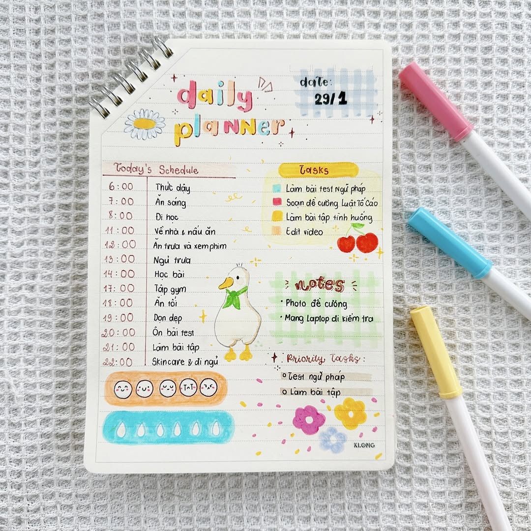 Không nên liệt kê kế hoạch công việc quá dài vào trang kế hoạch theo ngày