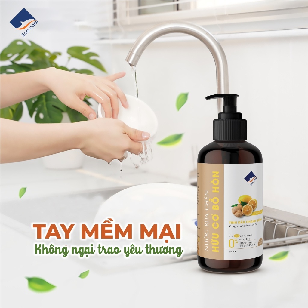 Nước vệ sinh chén bát Ecocare chiết xuất bồ hòn hữu cơ hữu ích cho bếp ăn công ty xanh