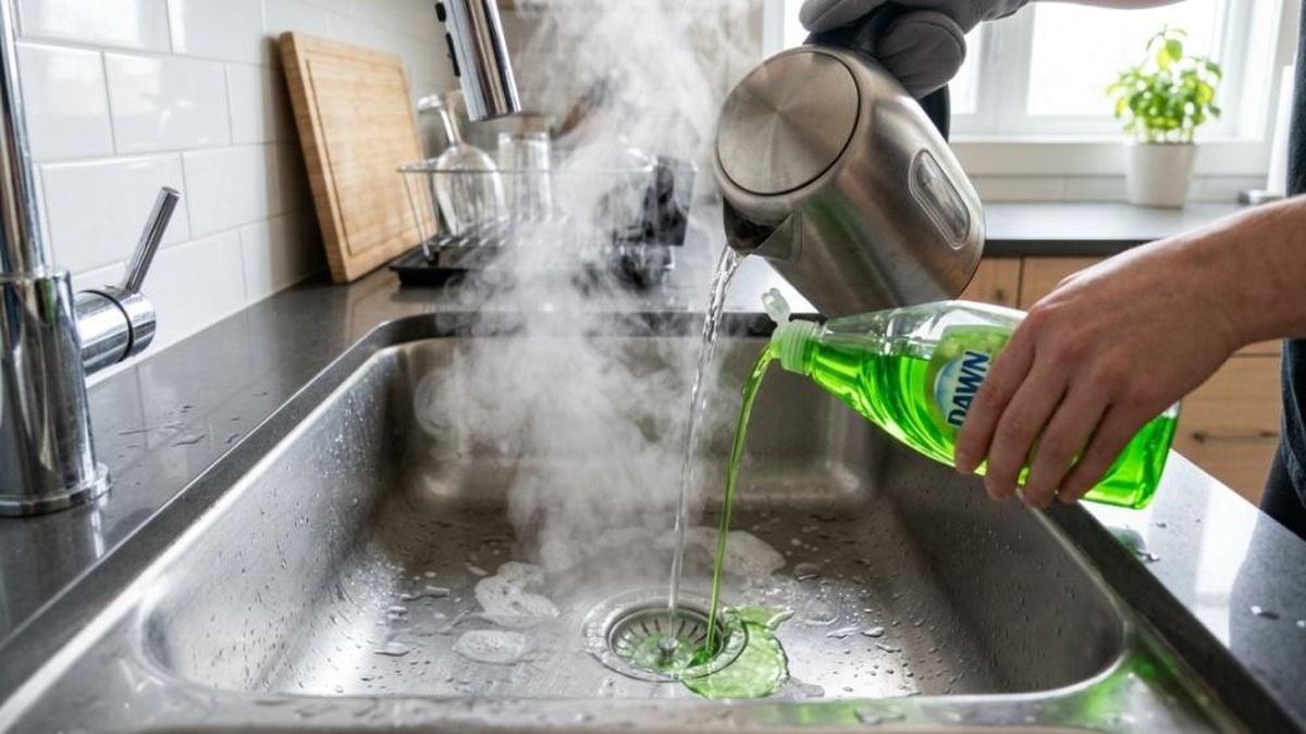 Nhân viên hòa tan nước rửa bát vào nước tại khu vòi rửa