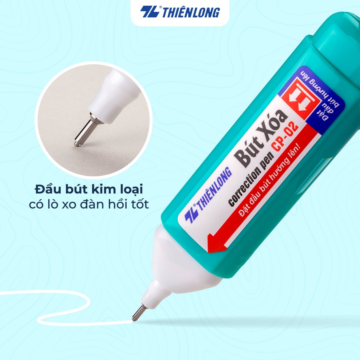 Bút xóa nước Thiên Long CP-02 thân dẹp dung tích 12ml màu xanh dương